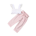 Girls 2-Piece Ruffle Tank Top & Striped Pants Set