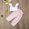 Girls 2-Piece Ruffle Tank Top & Striped Pants Set