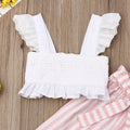 Girls 2-Piece Ruffle Tank Top & Striped Pants Set