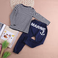 2pcs Boys Long Sleeve Stripe Outfit Toddler Kids
