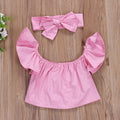 Girls 3-Piece Summer Set – Top, Jeans & Headband