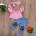 Girls 3-Piece Summer Set – Top, Jeans & Headband