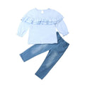 Fashion Kids Girl Clothing Set Ruffle Blouse Tops