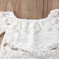 Girls 3-Piece Lace Top & Denim Ruffle Skirt Set