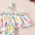 Girls Floral Georgette Frock Dress — Off-Shoulder & Knee Length | Elegant Party Dress for Girls 4–5 Years