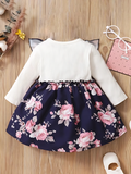 Baby Girls Floral Lycra Dress — Full Sleeve Sequin Bodice & Tulle Skirt | Special Occasion Dress for Baby Girls 1–2 Years