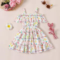 Girls Floral Georgette Frock Dress — Off-Shoulder & Knee Length | Elegant Party Dress for Girls 4–5 Years