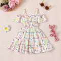 Girls Floral Georgette Frock Dress — Off-Shoulder & Knee Length | Elegant Party Dress for Girls 4–5 Years