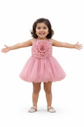 Toddler Girls Pink Rose Appliqué Tutu Dress — Soft & Flowy | Cute Party Dress for Baby & Toddler Girls