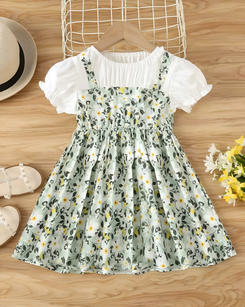Girls Multicolor Floral Fit & Flare Dress — Pretty Print & Flowy Skirt | Occasion Dress for Girls 4–5 Years - Kids 
