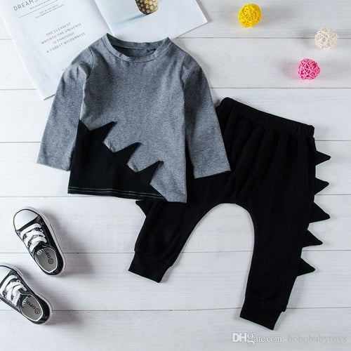 Kids Clothes Baby Boys Dinosaur 2-piece set Outfits 1-5T Long Sleeve - Kids 